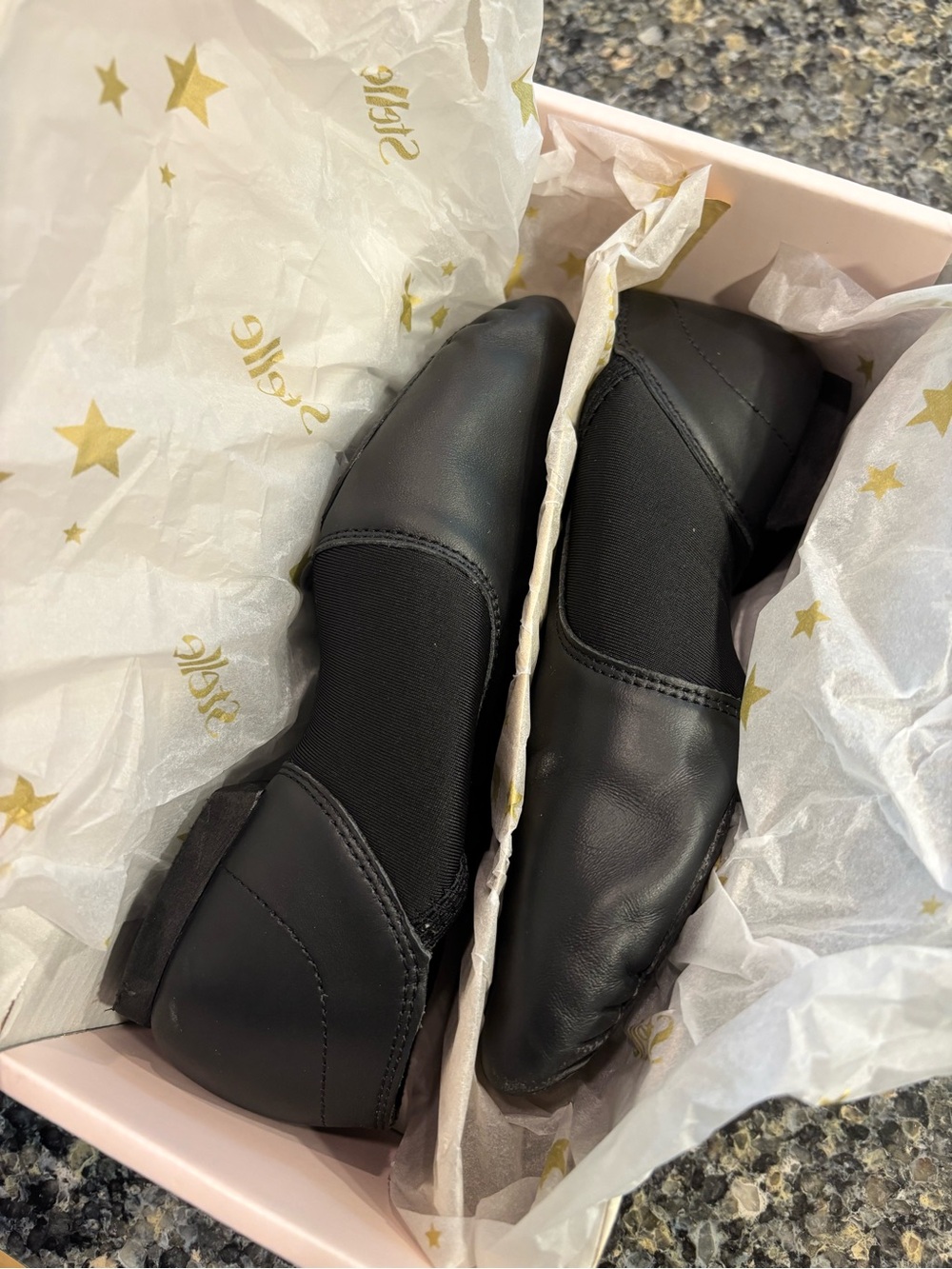 Black Kids Dance Jazz Slip-On Shoes for Practice and Recital